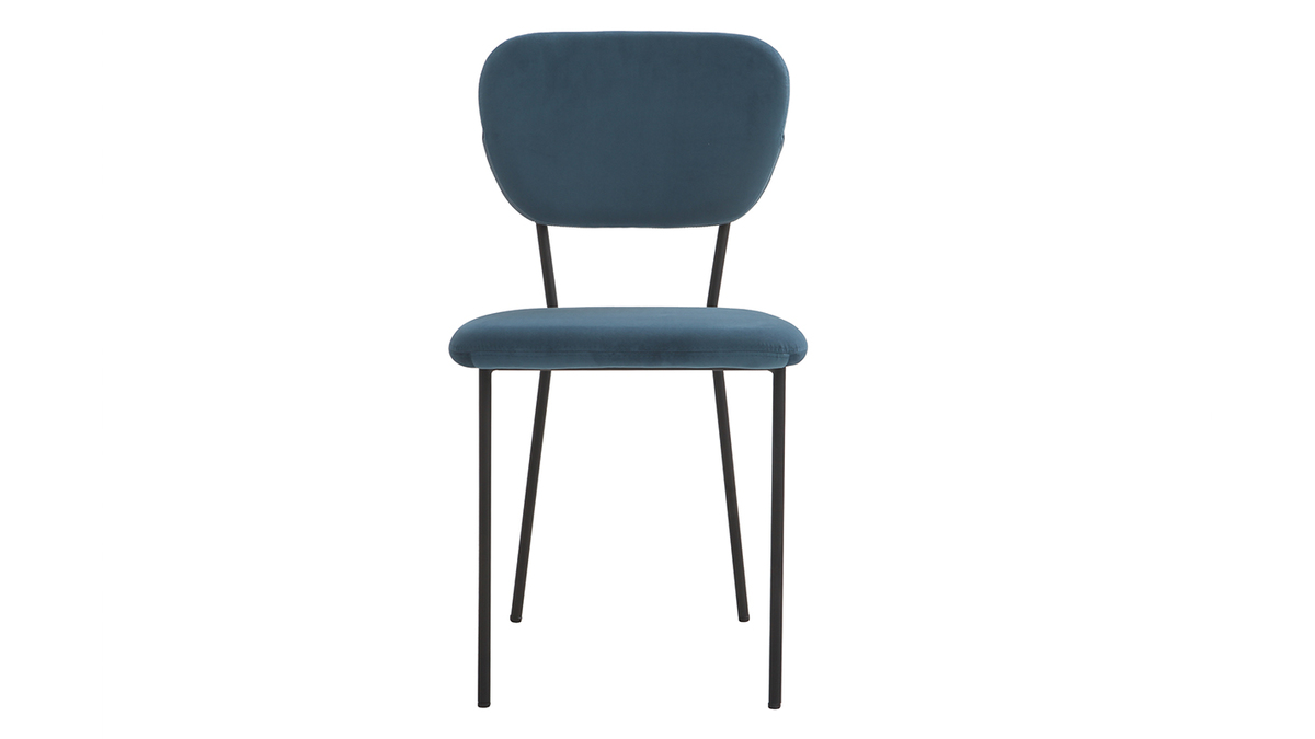 Chaises design en tissu velours bleu fonc et mtal noir (lot de 2) LEPIDUS