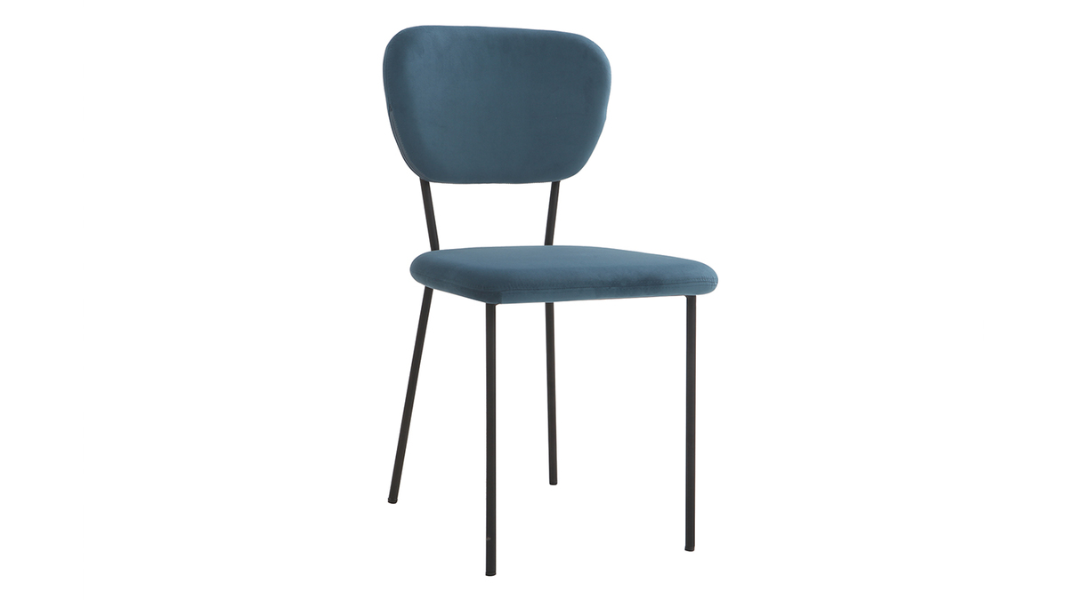 Chaises design en tissu velours bleu fonc et mtal noir (lot de 2) LEPIDUS