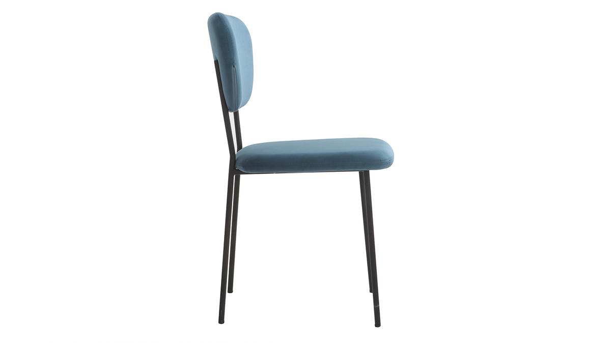 Chaises design en tissu velours bleu fonc et mtal noir (lot de 2) LEPIDUS