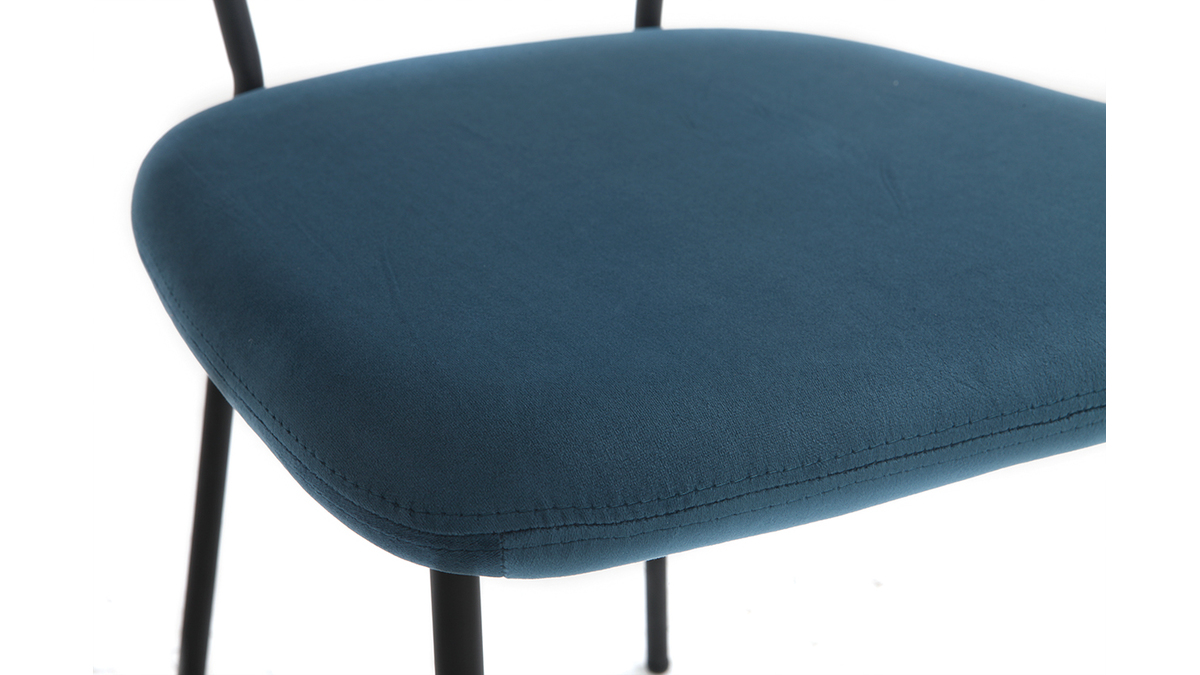 Chaises design en tissu velours bleu fonc et mtal noir (lot de 2) LEPIDUS