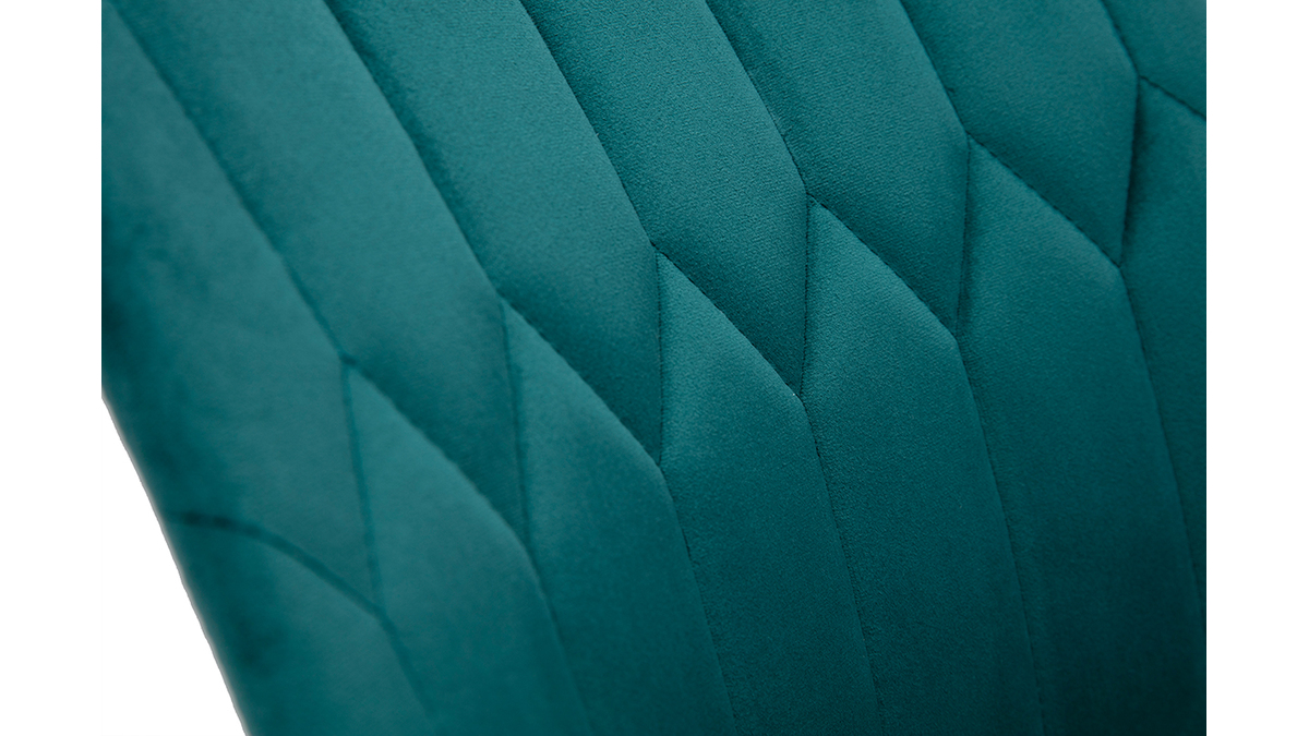 Chaises design en tissu velours bleu ptrole et mtal noir (lot de 2) FUSE