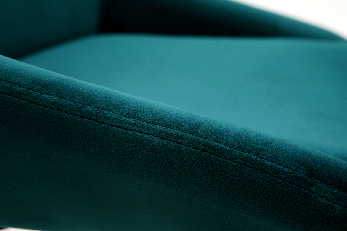 Chaises design en tissu velours bleu ptrole et mtal noir (lot de 2) HOLO