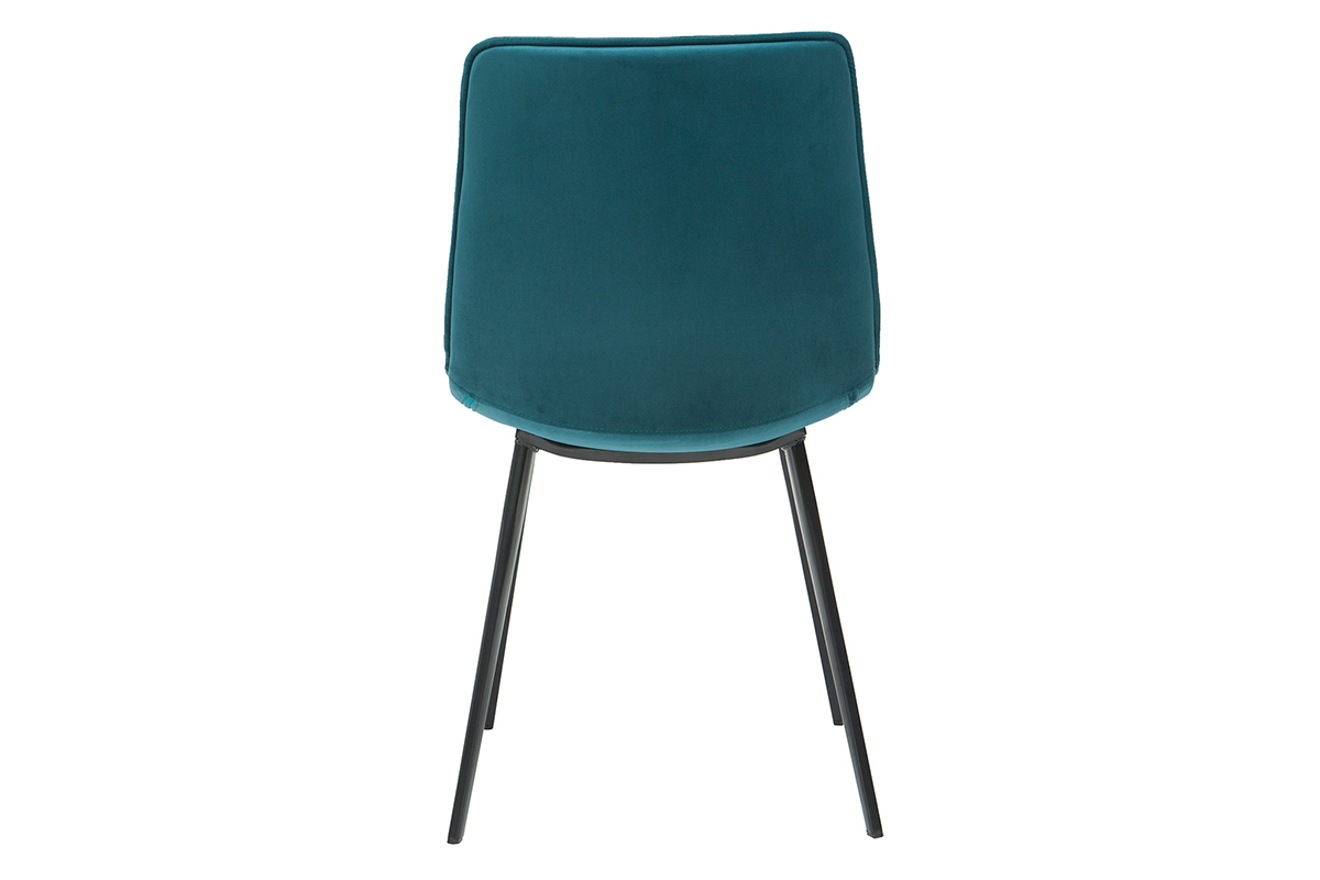 Chaises design en tissu velours bleu ptrole et mtal noir (lot de 2) PARKER