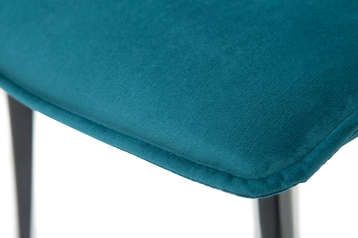 Chaises design en tissu velours bleu ptrole et mtal noir (lot de 2) PARKER