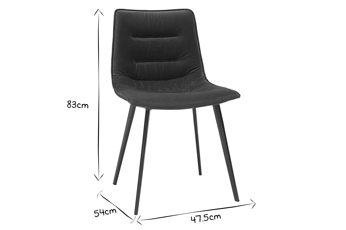 Chaises design en tissu velours bleu ptrole et mtal noir (lot de 2) PARKER