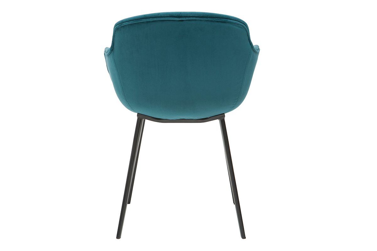Chaises design en tissu velours bleu ptrole et mtal noir (lot de 2) SAKE