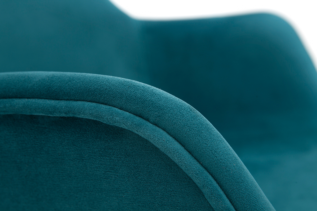 Chaises design en tissu velours bleu ptrole et mtal noir (lot de 2) SAKE