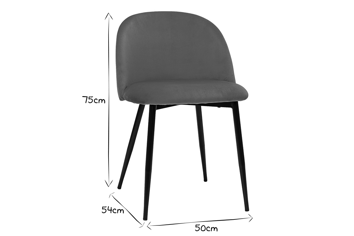Chaises design en tissu velours bronze et mtal noir (lot de 2) CELESTE