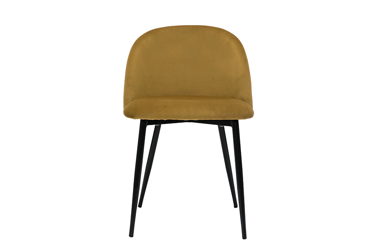 Chaises design en tissu velours bronze et mtal noir (lot de 2) CELESTE