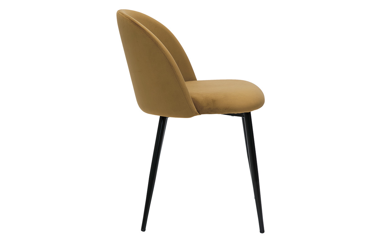 Chaises design en tissu velours bronze et mtal noir (lot de 2) CELESTE