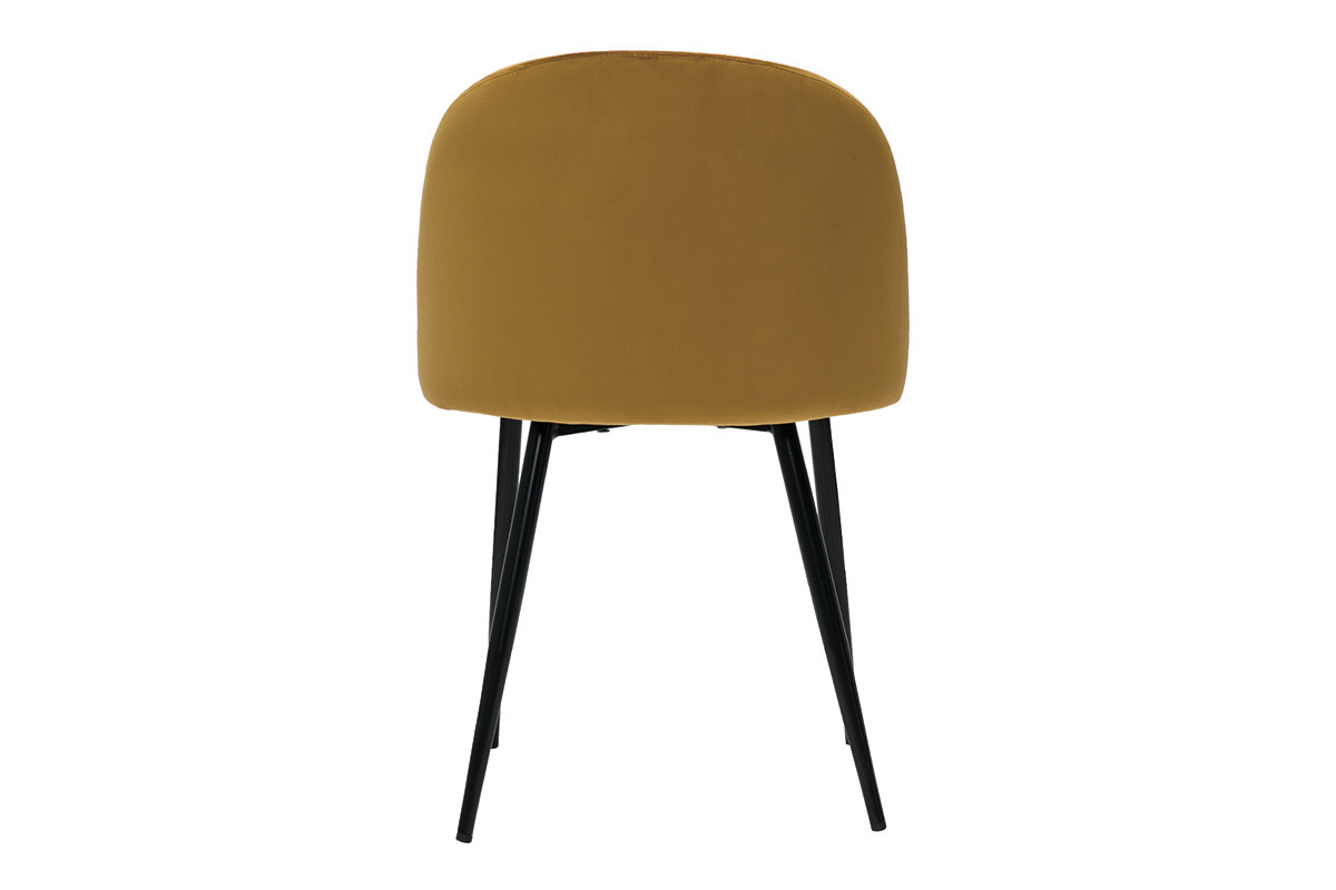 Chaises design en tissu velours bronze et mtal noir (lot de 2) CELESTE