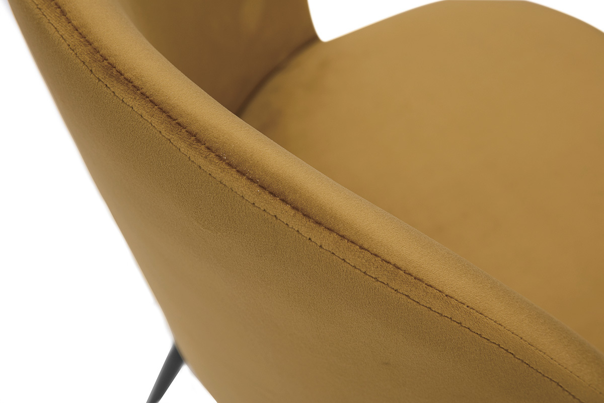 Chaises design en tissu velours bronze et mtal noir (lot de 2) CELESTE