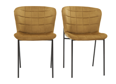 Chaises design en tissu velours bronze et métal noir (lot de 2) SAIGA