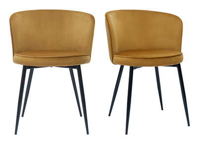 Chaises design en tissu velours bronze et métal noir (lot de 2) SERIF