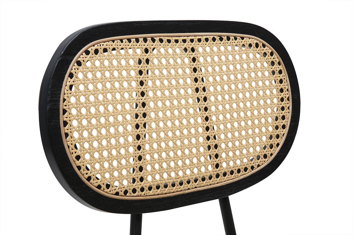 Chaises design en tissu velours bronze, m�tal noir et cannage rotin (lot de 2) SWANN