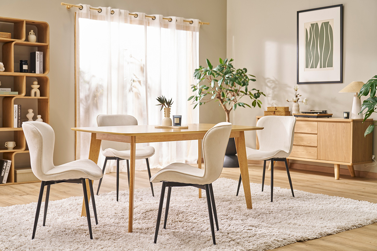 Chaises design en tissu velours ctel beige et mtal noir (lot de 2) ADDICT