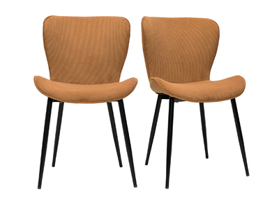 Chaises design en tissu velours côtelé jaune curry et métal noir (lot de 2) ADDICT
