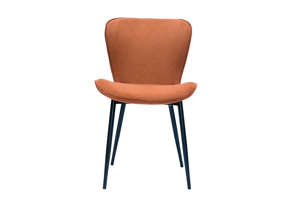 Chaises design en tissu velours c�tel� terre br�l�e et m�tal noir (lot de 2) ADDICT