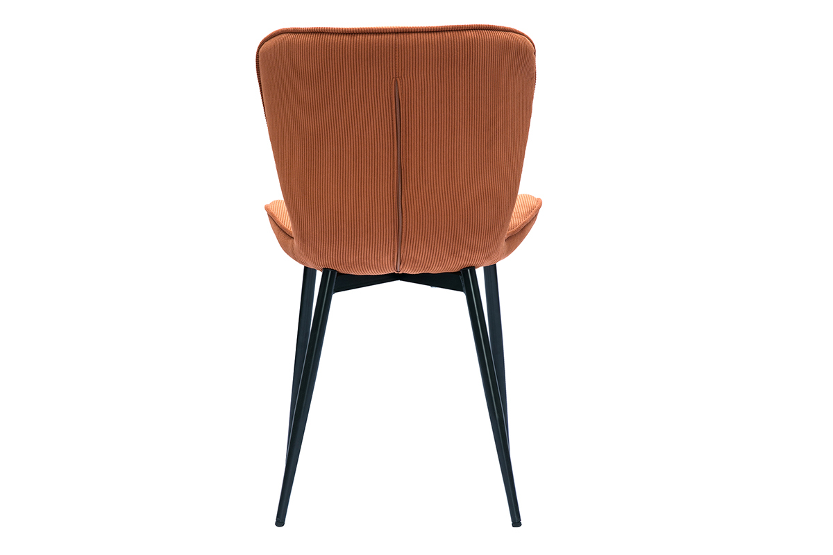 Chaises design en tissu velours c�tel� terre br�l�e et m�tal noir (lot de 2) ADDICT