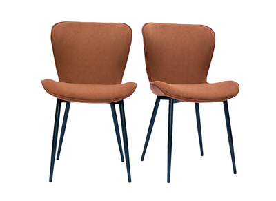 Chaises design en tissu velours côtelé terre brûlée et métal noir (lot de 2) ADDICT