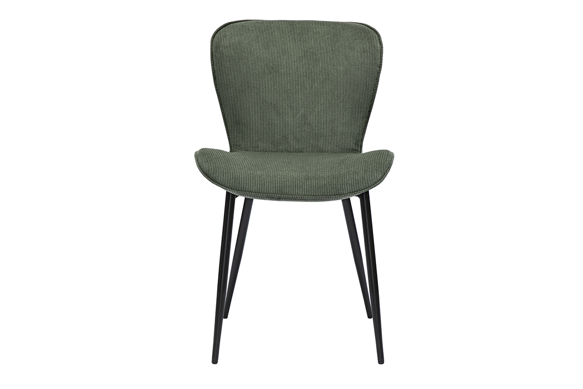 Chaises design en tissu velours ctel vert kaki et mtal noir (lot de 2) ADDICT
