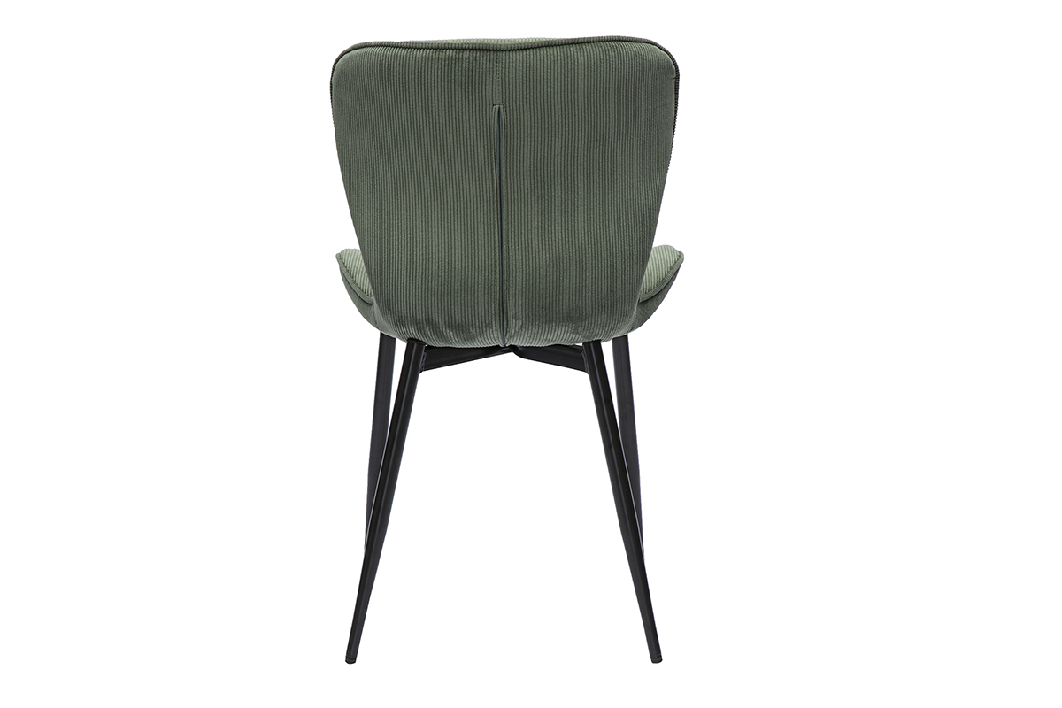 Chaises design en tissu velours ctel vert kaki et mtal noir (lot de 2) ADDICT