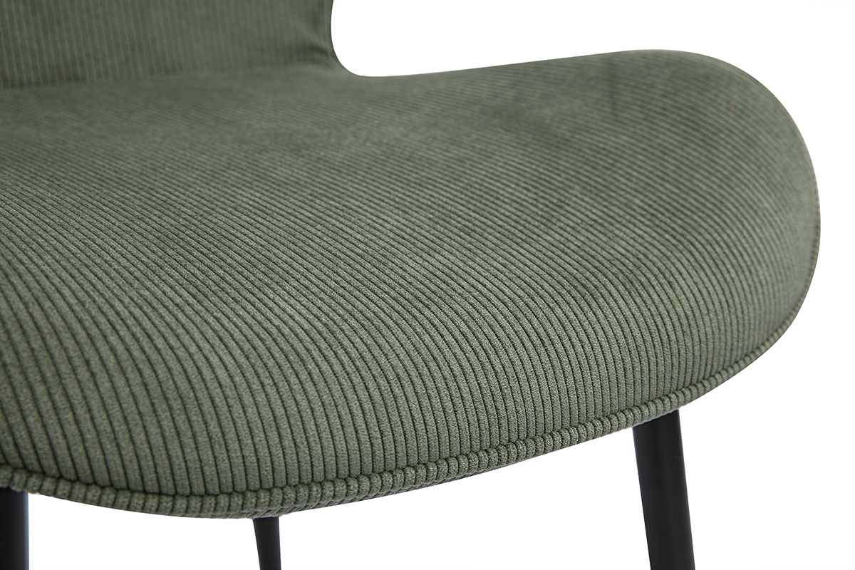Chaises design en tissu velours ctel vert kaki et mtal noir (lot de 2) ADDICT