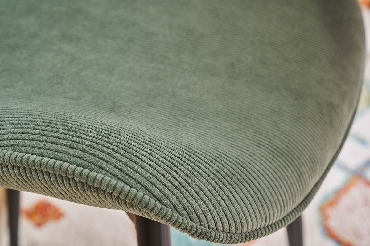 Chaises design en tissu velours ctel vert kaki et mtal noir (lot de 2) ADDICT