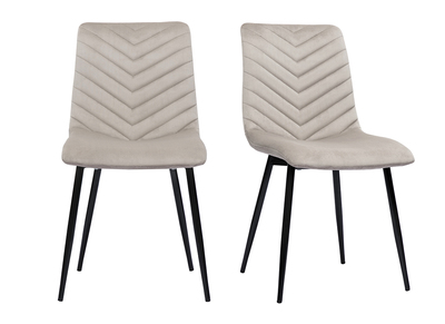 Chaises design en tissu velours taupe et métal noir (lot de 2) PUMPKIN