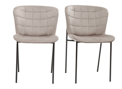 Chaises design en tissu velours taupe et métal noir (lot de 2) SAIGA