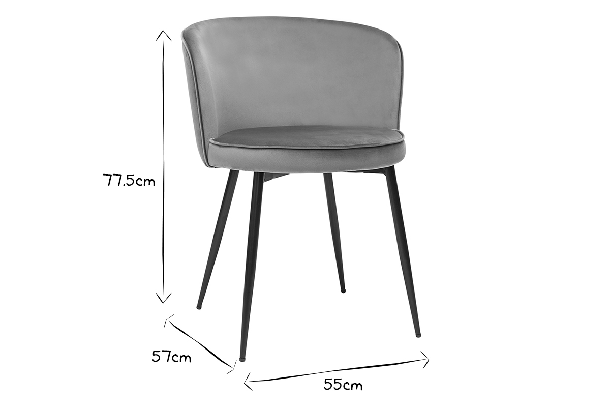 Chaises design en tissu velours vert cladon et mtal noir (lot de 2) SERIF