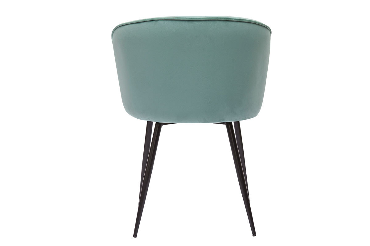 Chaises design en tissu velours vert cladon et mtal noir (lot de 2) SERIF