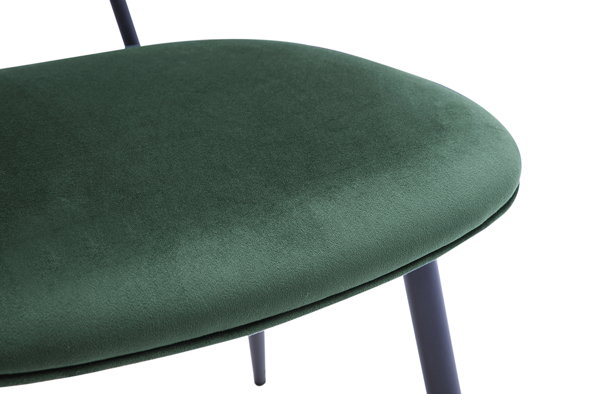 Chaises design en tissu velours vert fonc, mtal noir et cannage rotin (lot de 2) SWANN