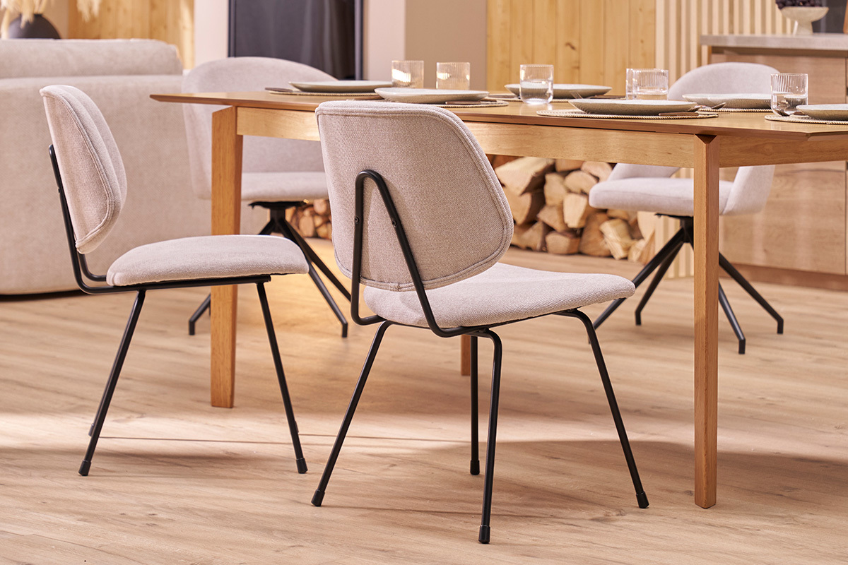 Chaises design en tissu vert kaki et m�tal noir (lot de 2) BARNET