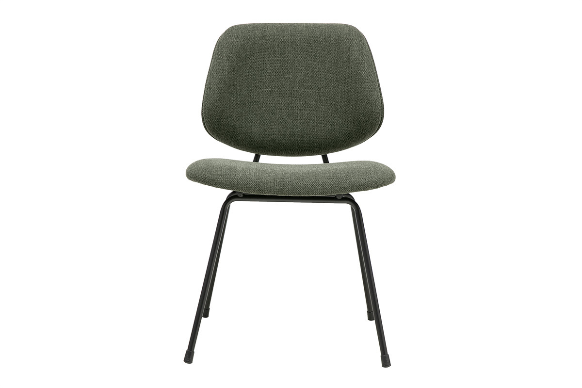 Chaises design en tissu vert kaki et m�tal noir (lot de 2) BARNET