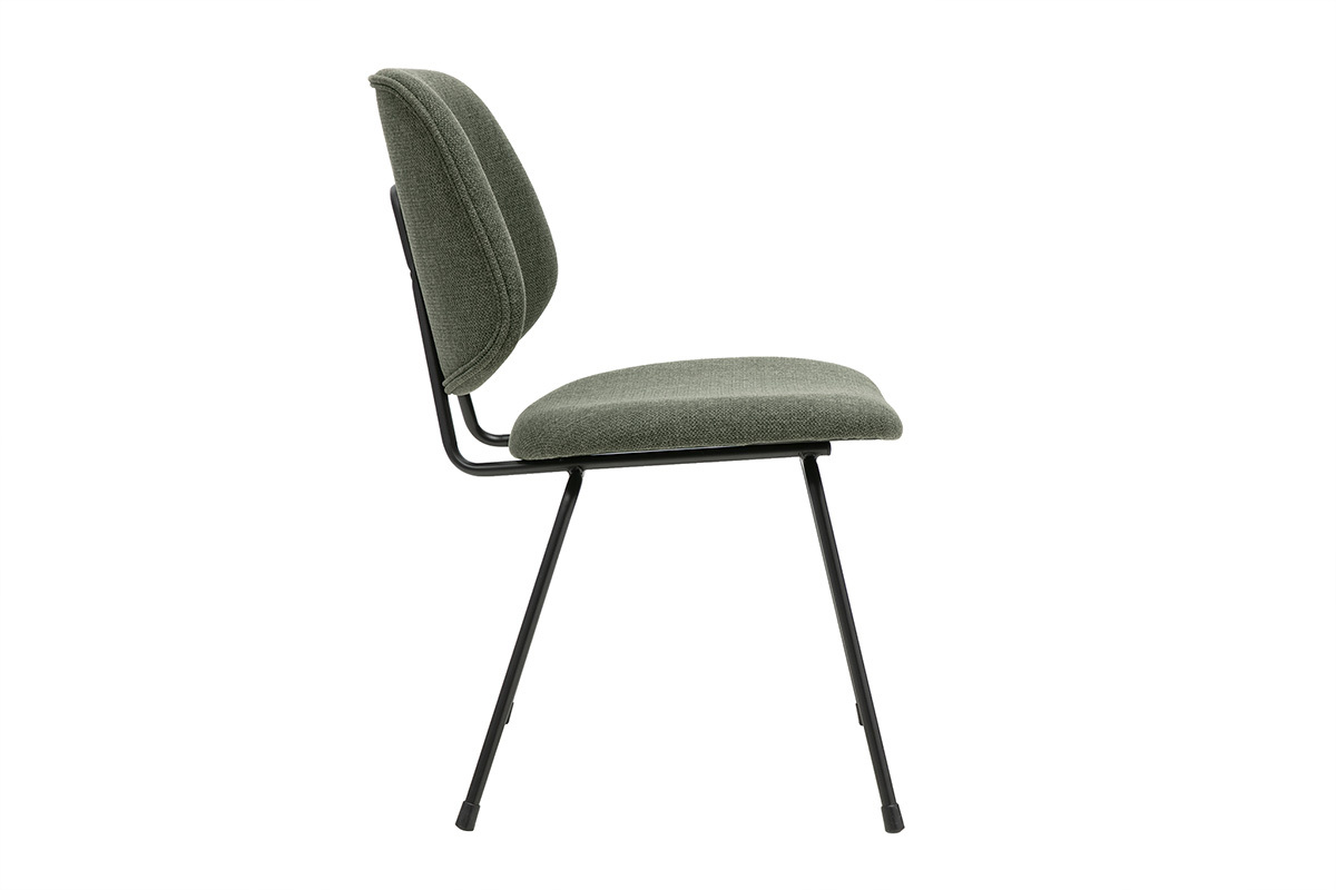 Chaises design en tissu vert kaki et m�tal noir (lot de 2) BARNET