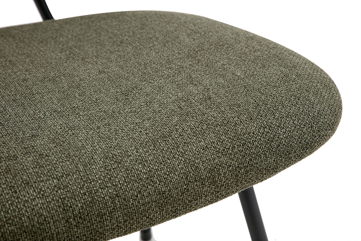 Chaises design en tissu vert kaki et m�tal noir (lot de 2) BARNET