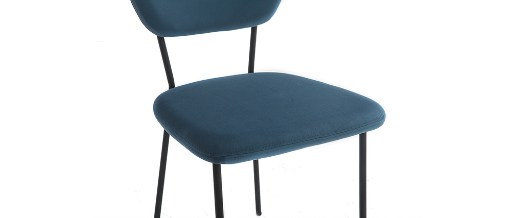 Chaises design en velours bleu et structure en métal noir (lot de 2) LEPIDUS