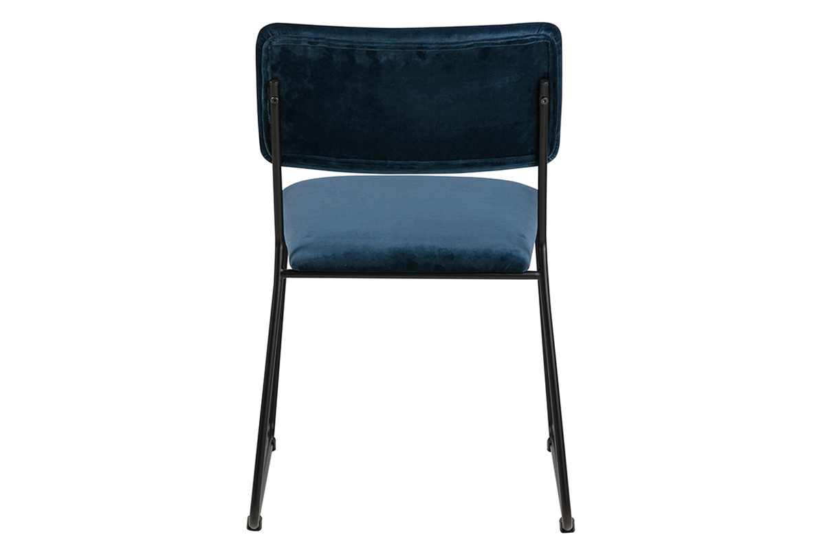 Chaises design en velours bleu nuit et mtal (lot de 2) FLORE