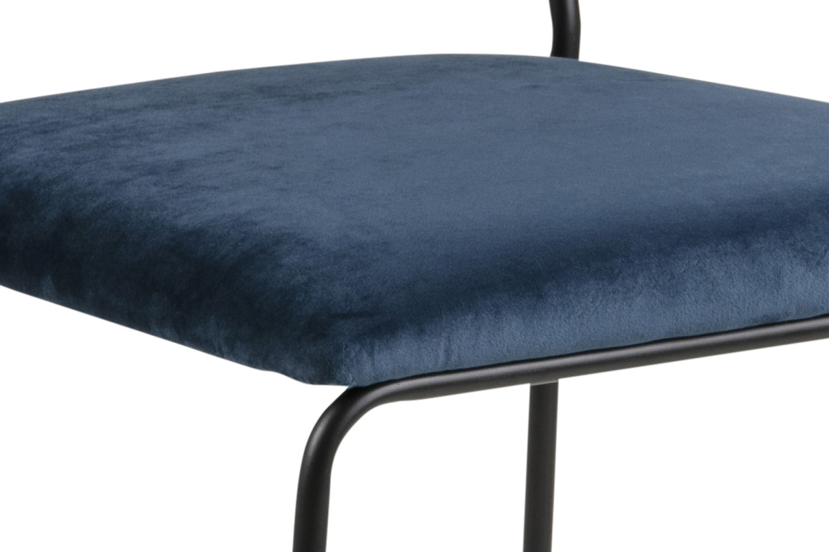 Chaises design en velours bleu nuit et mtal (lot de 2) FLORE