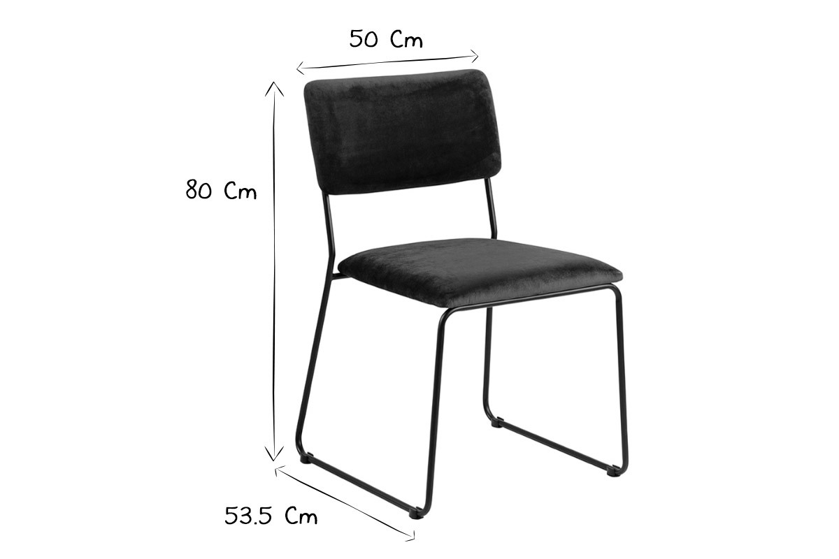 Chaises design en velours bleu nuit et mtal (lot de 2) FLORE