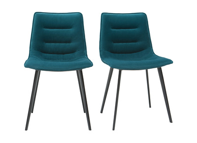 Chaises design en velours bleu p&eacute;trole (lot de 2) PARKER