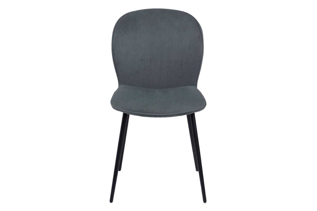 Chaises design en velours c�tel� gris et m�tal (lot de 2) ADDICT