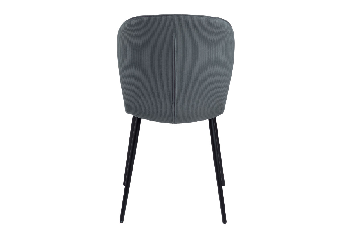 Chaises design en velours c�tel� gris et m�tal (lot de 2) ADDICT