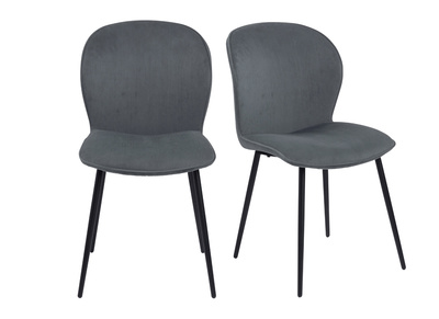 Chaises design en velours c&ocirc;tel&eacute; gris et m&eacute;tal (lot de 2) ADDICT