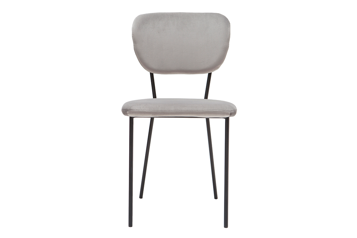 Chaises design en velours gris et m�tal noir (lot de 2) LEPIDUS