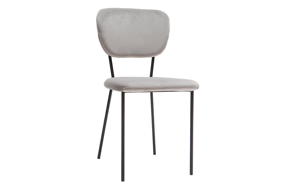 Chaises design en velours gris et m�tal noir (lot de 2) LEPIDUS