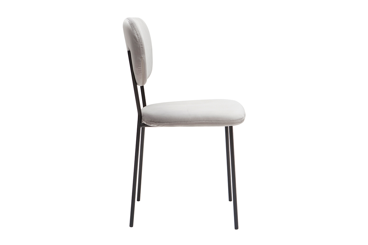 Chaises design en velours gris et m�tal noir (lot de 2) LEPIDUS