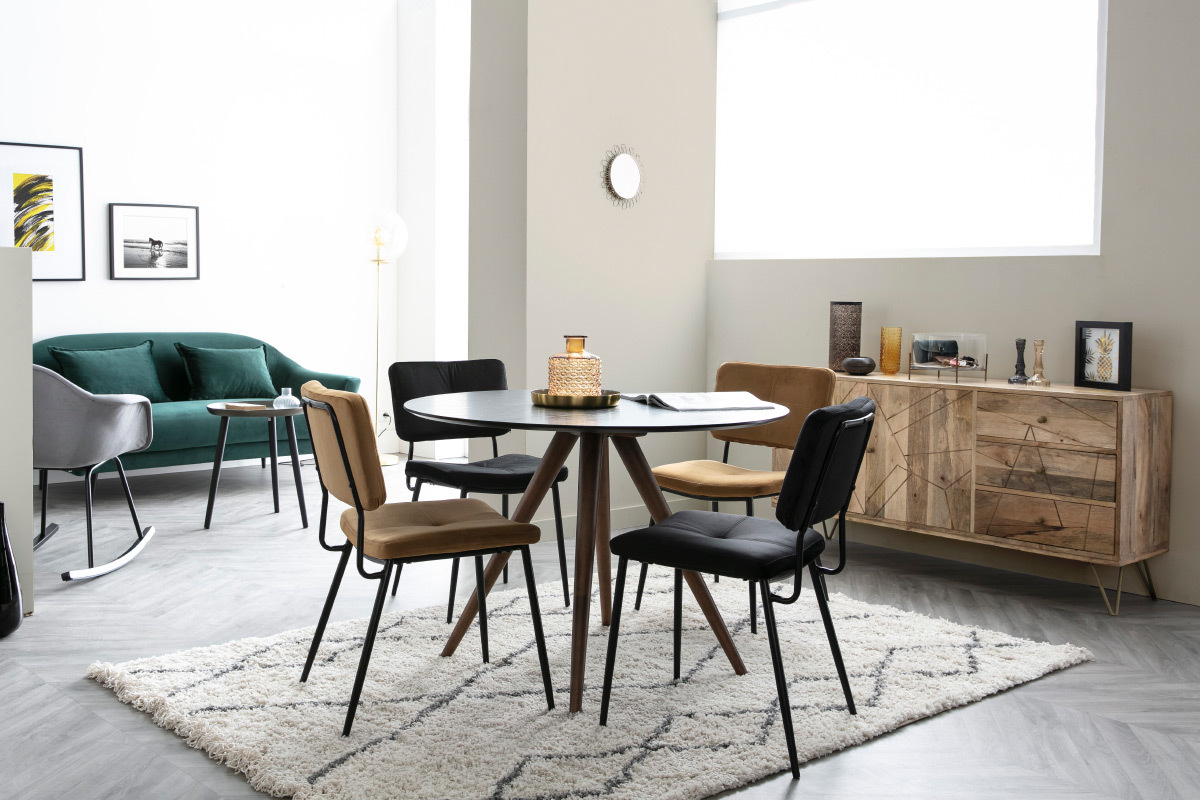 Chaises design en velours noir (lot de 2) GAB
