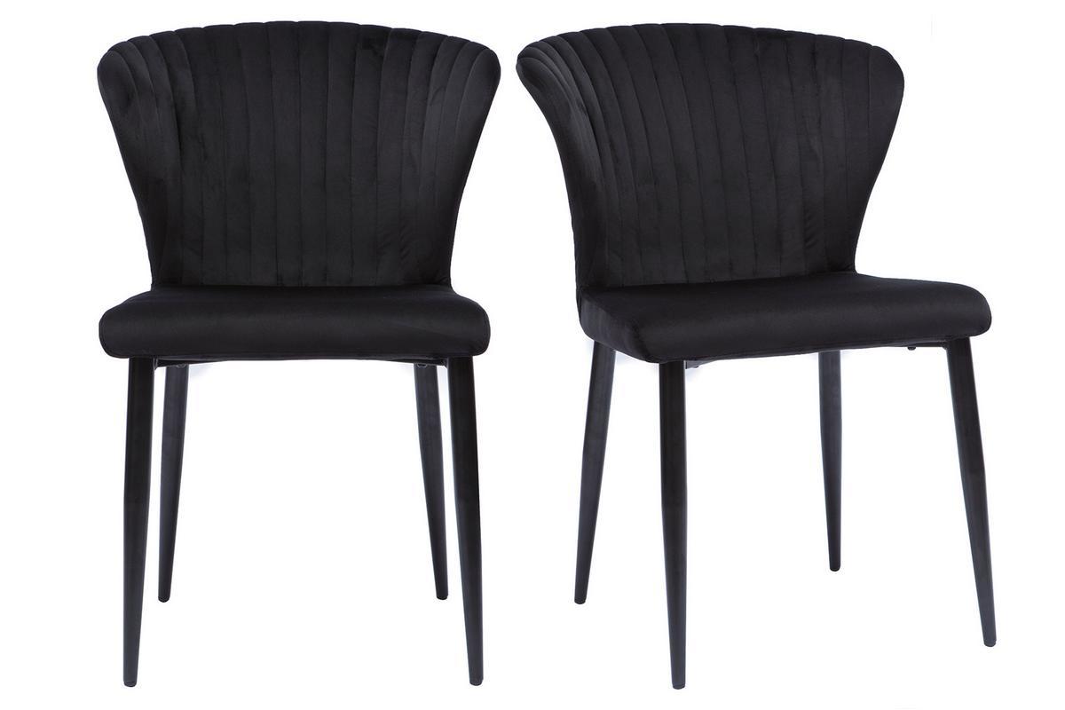 Chaises design en velours noir (lot de 2) KAYEL